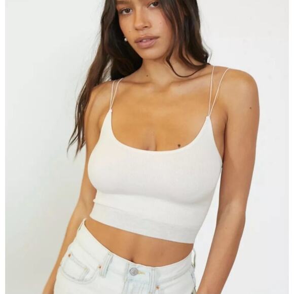 Urban Outfitters Out from Under Seamless Markie Cream Crop Rib Bra Tank Top Sz M - Picture 1 of 9